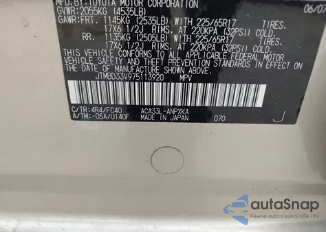 2007 Toyota Rav4 z USA, uszkodzony, nr VIN JTMBD33V975113920